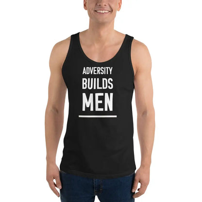 motivational-quote-tank-top-adversity-builds-men-front