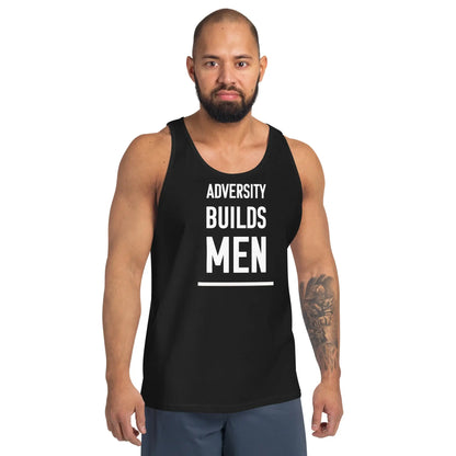 motivational-quote-tank-top-adversity-builds-men-model