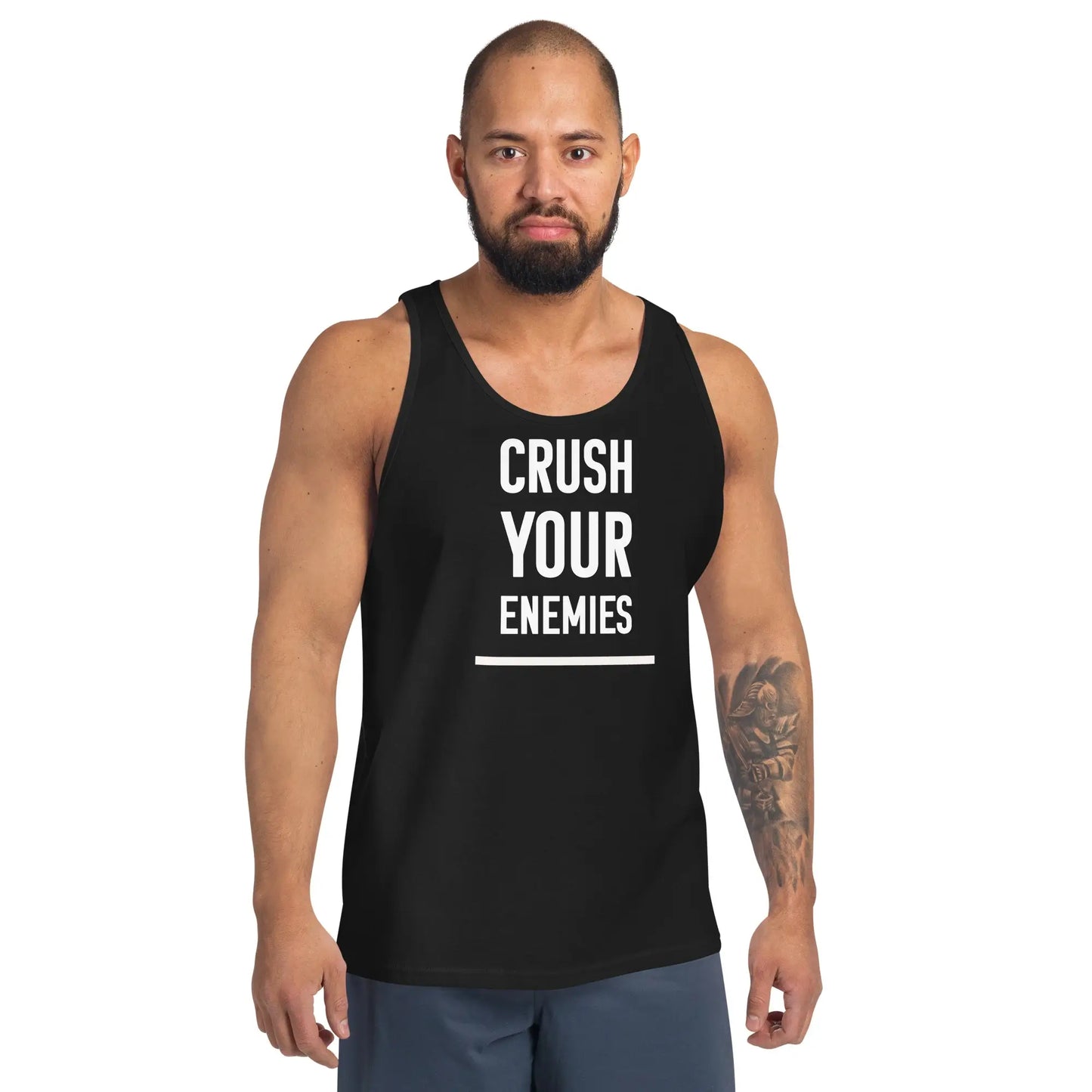 motivational-quote-tank-top-crush-your-enemies-model